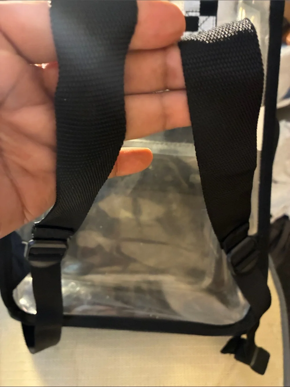 Vans Clear PVC Backpack with Black Checker Trim-Zipper, VN000H4ZCLR